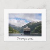 Geirangerfjordノルウェーのクルーズ船文字はがき ポストカード (正面)
