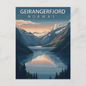 Geirangerfjordノルウェースカンジナビアヴィンテージトラベル ポストカード (正面)