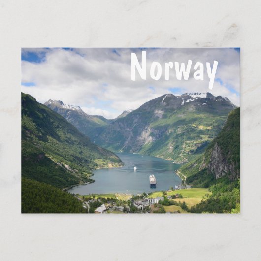 Geirangerfjordホワイト文字葉書 ポストカード (正面)