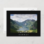 Geirangerfjord in Norwayはがき(黒) 縁ど  ポストカード (正面/裏面)