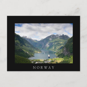 Geirangerfjord in Norwayはがき（黒） 縁ど  ポストカード