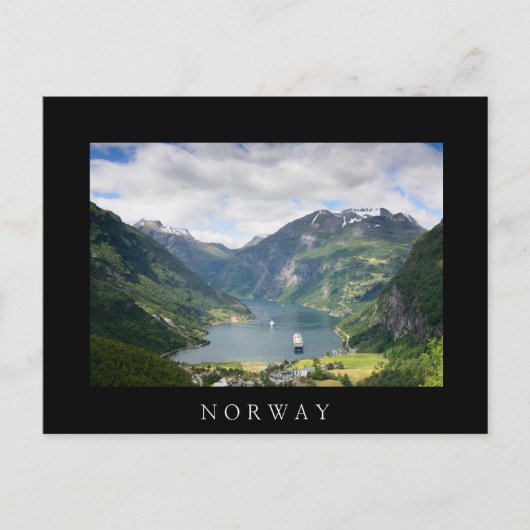 Geirangerfjord in Norwayはがき(黒) 縁ど  ポストカード (正面)