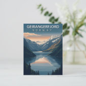 Geirangerfjord Norway Vintage ポストカード (スタンド正面)