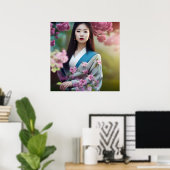 Geisha AI日本のがフォトリアリスティックスタイル ポスター (ホームオフィス)