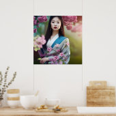 Geisha AI日本のがフォトリアリスティックスタイル ポスター (キッチン)