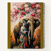 geisha and elephant oil painting textured  ノートブック (裏面)