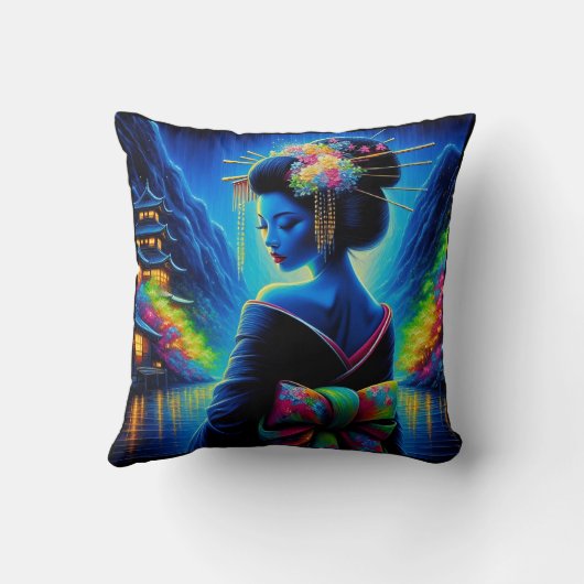 geisha beautiful neon クッション (裏面)