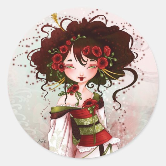 Geisha coquelicot ラウンドシール (正面)