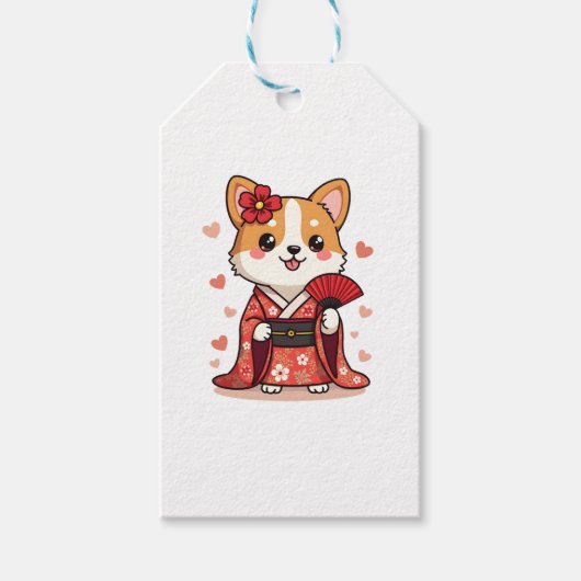 Geisha Corgi Dog Lover Welsh ギフトタグ (正面)