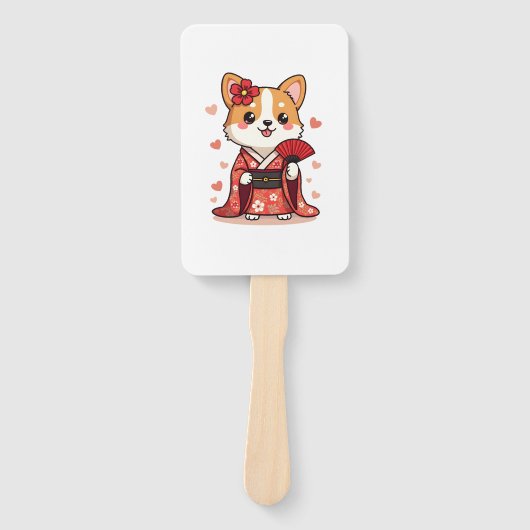 Geisha Corgi Dog Lover Welsh ハンドファン (正面)