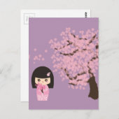 Geisha GirlさくらんぼBlossomカスタマイズ ポストカード (正面/裏面)