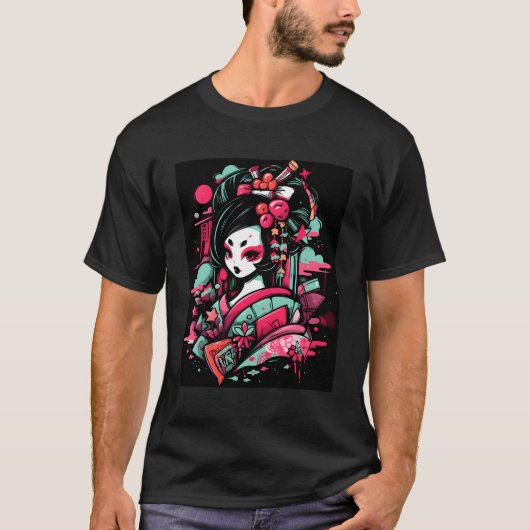 Geisha-Graphicインスパイア Tee日本のチャのTouch Tシャツ (正面)