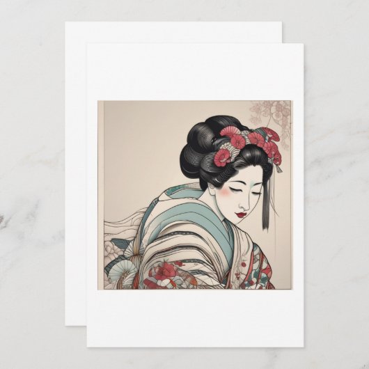 geisha illustration 招待状 (正面/裏面)