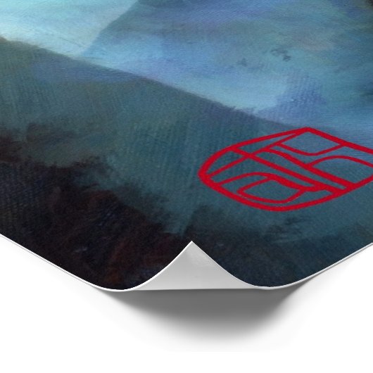 Geisha in blue kimono art ポスター (角)