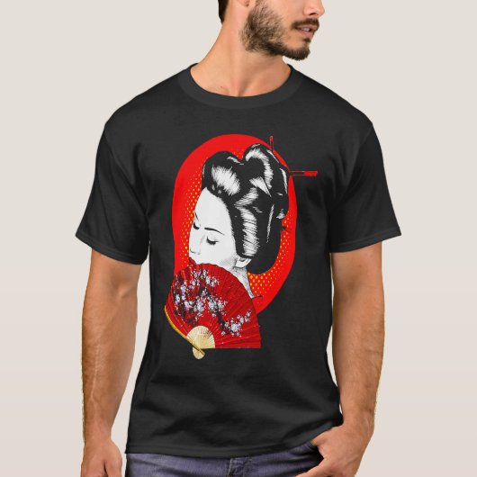 Geisha Japan Japanese Woman Girl Tシャツ (正面)