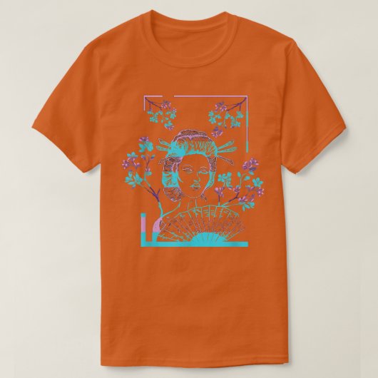 Geisha Japanese Kawaii Sakura Cherry Blossom Japan Tシャツ (デザイン正面)