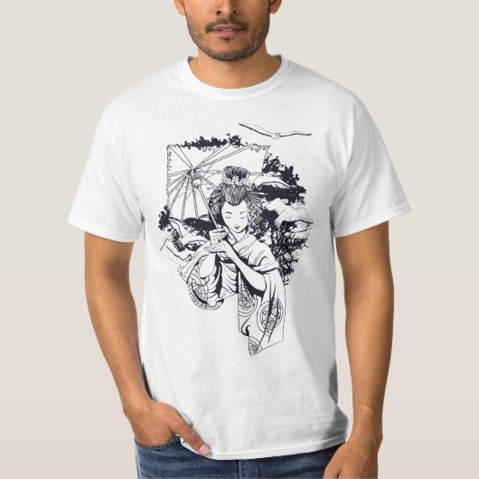 Geisha Kimono Japan Japanese Art Tシャツ (正面)