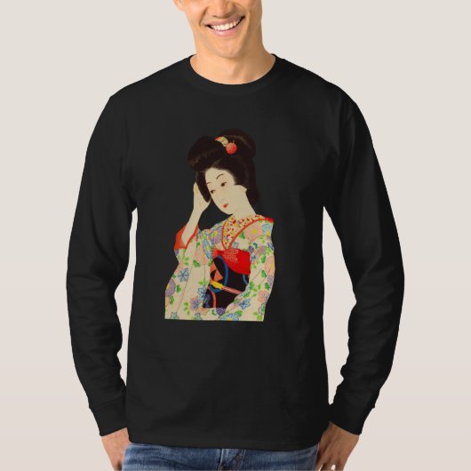 Geisha Maiko Kimono Japanese Japan painting Kawase Tシャツ (正面)