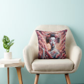 geisha oil painting with cherry blossom クッション (椅子)