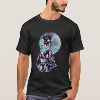 Geisha Parasol Pretty Tattoo Samurai Hand-Drawn Tシャツ