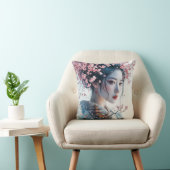  Geisha portrait, cherry blossoms, Japanese art, クッション (椅子)