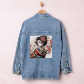 Geisha Portrait Denim Jacket | Floral Back Art デニムジャケット (ハンガー)