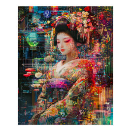 Geisha Poster, Radiant Cyberpunkアンドロイド ポスター