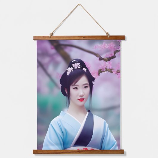 Geisha Tree AI日本の作成フォトスタイル 吊り下げ型タペストリー (正面)