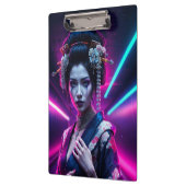 Geisha with Neon Background – Fridge Magnet Art クリップボード (左)