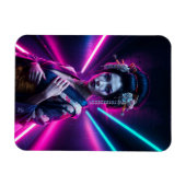 Geisha with Neon Background – Fridge Magnet Art マグネット (横)