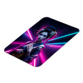 Geisha with Neon Background – Fridge Magnet Art マグネット (左側)