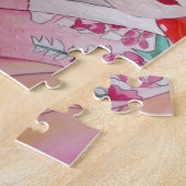 Geisha with Red Umbrella original art painting ジグソーパズル (側面)