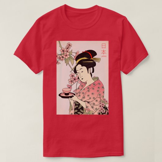 Geisha with Tea Tシャツ (デザイン正面)