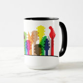 Gekleurde gitaar, gitaren met muziek noot. Gitaris マグカップ (正面右)