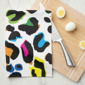 Gekleurde Luipaard print, dierenprint patroon. キッチンタオル (四つ折り)