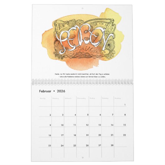 Gelassenheit Kalender 2026 カレンダー (2月 2026)