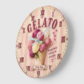 Gelato Italian Ice Cream Kitchen ラージ壁時計 (傾斜)