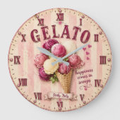 Gelato Italian Ice Cream Kitchen ラージ壁時計 (正面)