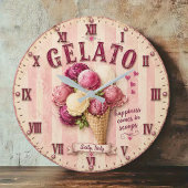 Gelato Italian Ice Cream Kitchen ラージ壁時計