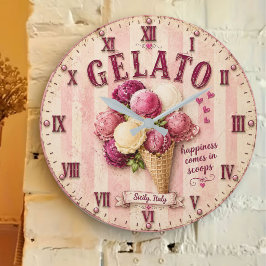 Gelato Italian Ice Cream Kitchen ラージ壁時計