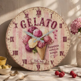 Gelato Italian Ice Cream Kitchen ラージ壁時計
