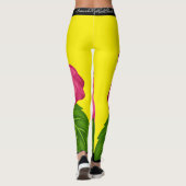Gelb Hibiskus Blume Rosa Leggings レギンス (裏面)