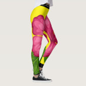 Gelb Hibiskus Blume Rosa Leggings レギンス (右)
