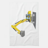 gelber Kettenbagger キッチンタオル (縦)