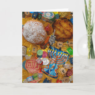 Gelt、Dreidels、（ユダヤ教）メノラー、Sufganiot、およびLatke シーズンカード