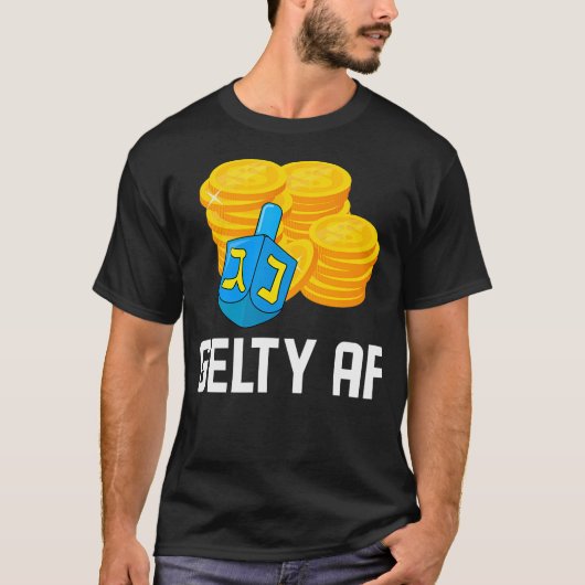 Gelty Af Hanukkah Gelt Dreidel Champ Jewish Menora Tシャツ (正面)