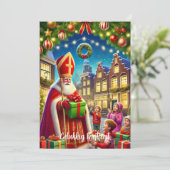 "Gelukkig Kerstfeest"ヴィンテージオランダクリスマス シーズンカード (スタンド正面)