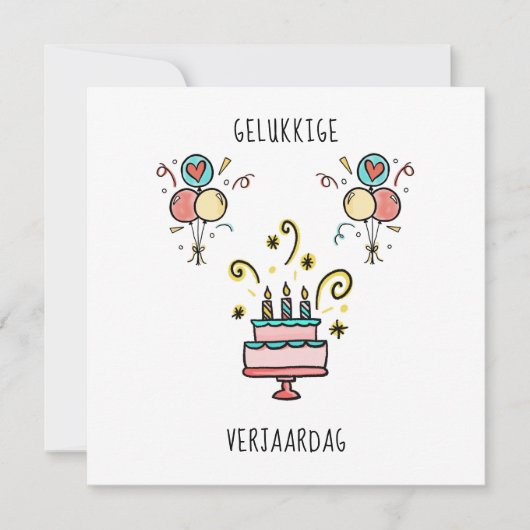 Gelukkige Verjaardag | Happy Birthday カード (正面)