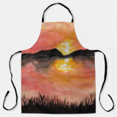 Gemalter Sonnenuntergang Aquarell/Tusche - Badhan エプロン (正面)