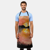 Gemalter Sonnenuntergang Aquarell/Tusche -  Badhan エプロン (着用した状態)